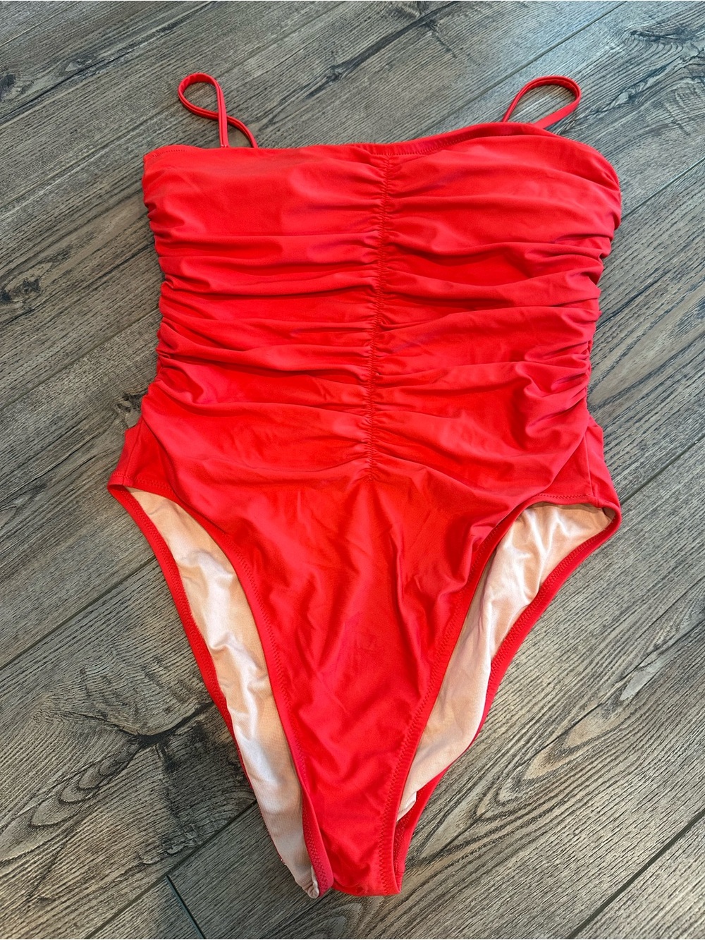 J. Crew Red Ruched One-Piece Swimsuit Size 12
